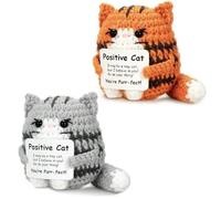 Sarvvte 2-Pack Handmade Crochet Cats for Emotional Support - 1 Grey & 1 Orange Amigurumi Plush for Cat Lovers, Healing Desktop Decor and Thoughtful Gift for Birthdays or Valentine's Day