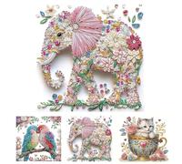 Sarvvte 3Pcs Diamond Painting Kits for Adults - 30x30cm Elephant,Cup Cat,Parrot Crystal Art Kits, Full Drill Jewel Art Craft Kits for Adults, Creative Art Gifts for Adults & Animal Lovers