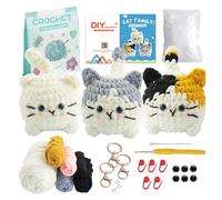 Sarvvte Crochet Kit for Beginners, Learn to Crochet Kit for Beginners with Step-by-Step Video Tutorials, Crochet Set for Adults & Kids, Crocheting Kit-3 Cute Cats