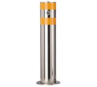 SaryEdge 23.6in Stainless Steel Parking Bollard, Traffic Safety Post with Reflective, Ground Mount Removable Parking Barrier with Handle, for Driveway Walkway Sidewalk H，1Pcs