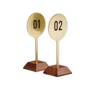 SaryEdge 5 Freestanding Table Numbers, Double Sided Visibility Table Number Card with Plug-and-play Square Base for Anniversary Arbor, Height 6.26in Table Card,Brass(26-30)-H 15.9cm/6.26in