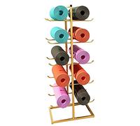 SaryEdge 5 Layers Gold Vertical Yoga Mat Storage Rack, Double Sided Steel Floor Foam Roller Display Rack Orga(Hold 10 Mats