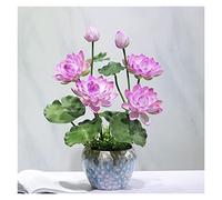 SaryEdge Artificial Flowers for Decoration Artificial Flowers With Ceramic Vase, Fake Real Touch Artificial Lotus Flowers For Home Bridal Wedding Party Decoration Fake Flowers Fau,B-,B-54cm