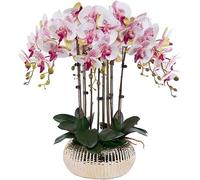 SaryEdge Artificial Flowers Orchids Artificial Potted Artificial Phalaenopsis Flowers Realistic to The Touch Artificial Flowers for Wedding Home Decorate Lifelike,E,E