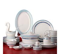 SaryEdge Ceramic tableware set, 60-piece bone china tableware set, microwave and dishwasher safe, beautiful and practical.,