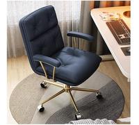 SaryEdge Desk Chair Artificial Leather Office Chair,Ergonomic Comfortable Soft Home Breathable Computer Chair,360° Swivel Desk Chair with Golden Legs Study Room,Blue,Blue