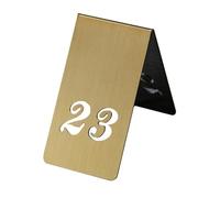 SaryEdge Double Sided Hollowing Table Numbers, V-shaped Stainless Steel Table Number Stands 1-22 for Graduation Wedding Kitchen Decoration, Stackable Table Car,Gold(23-44)-3.5x6.5cm
