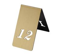 SaryEdge Double Sided Hollowing Table Numbers, V-shaped Stainless Steel Table Number Stands 1-22 for Graduation Wedding Kitchen Decoration, Stackable Table Car,Gold(1-22)-3.5x6.5cm