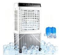 SaryEdge Evaporative Air Cooler, 5.2 Gal Portable Swamp Cooler with Auto Oscillating, 3-in-1 Fan, Remote Control, 3 Speeds, 2 Ice Boxes, 7.5H Timer, for Room Office，A-40，A-40L