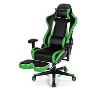 SaryEdge Executive Office Chair, Gaming Chair Ergonomic Racing Style Recliner Computer PU Leather E-Sports Gamer Chairs with Retractable Footrest for Adults Retractable,