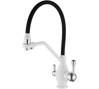SaryEdge faucet 3-Way Tap with Pull-Out Spray Black Silicone Hose Chrome Finish Ideal for Under Sink Water Filter Systems - Versatile Kitchen Mixer Faucet，White-A，White-A