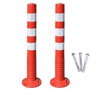 SaryEdge Flexible Safety Bollard, 2Pcs Driveway Traffic Neator Post Cones with Reflective Bands for Parking Lot and Construction ，A，A