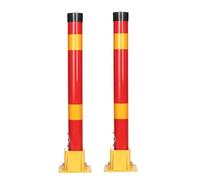 SaryEdge Folding Parking Barrier for Driveway, 19.7x5.1 in Garage Car Stopper Post, Safety Bollard Floor Lock, Parking Space Blocker Security Barrier，Red Yellow-2Pcs，Red Yellow-2Pcs