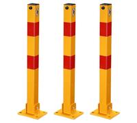 SaryEdge Folding Parking Barrier for Driveway, 27.6 * 1.97 in Garage Car Stopper Post, Safety Bollard Floor Lock, Parking Space Blocker Security Barrier，Red-3Pcs，Red-3Pcs