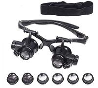 SaryEdge Headband Magnifier, Head MountLighted Magnifying Glasses, Led Light Hands Free Headband Illuminated Magnifier 10X to 25X 8 Detachable Lenses-Headset Head Mounted Magnifyi,