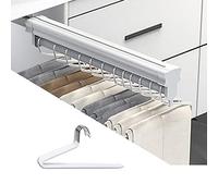 SaryEdge Heavy Duty Retractable Pull Out Pants Rack,Aluminum Alloy Pull Out Closet Valet Rod,Extendable Wardrobe Rail Tube for Hanging Clothes, Top Mount,5 Pcs Pants Rac,White-56cm