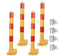 SaryEdge Heavy-Duty Steel Parking Bollard with Reflective Strips for Driveway Security and Traffic Control,Yellow-4PCS,Yellow-4PCS