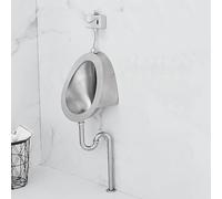 SaryEdge Induction Urinal with Flush Valve, Stainless Steel Design for Modern Restrooms in Hotels, Schools, and Public Spaces，Silver-A，Silver-A
