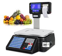 SaryEdge Label Printing Scale, Commercial Digital Price Computing Scale with Double-Sided Pole Display Electronic Balance Label Printing Scale Cash Register, 30/60lbs Capacit,