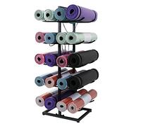 SaryEdge Large Capacity Floor Yoga Mat Organizer Rack, Exercise Mat Storage Holder with Foam Rollers by DOB(Black)