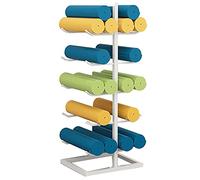 SaryEdge Large Capacity Yoga Mat Floor Rack, 5 Level Double-Sided Foam Roller Storage Organizer/Exercise Mats (White)