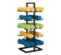 SaryEdge Large Capacity Yoga Mat Floor Rack, 5 Level Double-Sided Foam Roller Storage Organizer/Exercise Mats (Black)