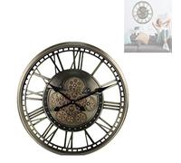 SaryEdge Large Wall Clocks,Large Metal Industrial Wall Clock Gear, Vintage Steampunk Cog Oversized Metal Wall Clock with Roman Numerals, European Style Non-T-Red,Green,Green,Green