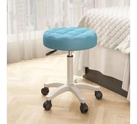 SaryEdge Leisure Simple Swivel Chair with Wheel Lift Stool, Movable Faux Leather Swivel Office Chair, Bedroom Student Study Chair, Family Dining Chair, Beauty Shop, Barb,Blue