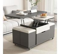 SaryEdge Lift Top Coffee Table with Storage, 3 in 1 Multi-Function Lift Coffee Tables with Storage Stools And Hidden Compartment for Living Room/Office Reception, Rising Tabletop(