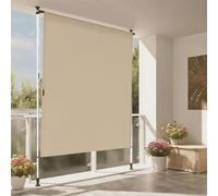 SaryEdge Manual Retractable Awning - Waterproof Sunshade Shelter Height Adjustable with Crank Handle Outdoor for Patios Decks & Balconies,White+beige-150cm/59in,White+beige-150cm/59in