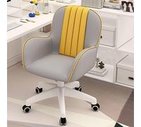 SaryEdge Modern PU Leather Home Office Desk Chair h Arms Gaming Swivel Rolling Vanity Chair for Office Study Bedroom Upholstered Computer Chair,/Light Gray,/Light Gray