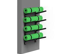 SaryEdge Multi-Layer Yoga Mat Organizer Wall Mount Exercise Mat Display Stand with Heavy Duty Steel Foam Rollers (4 Tiers