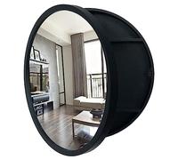 SaryEdge Round Wooden Mirror Cabinet with Storage - Wall-Mounted Bathroom Storage, 2-in-1 Cosmetic Mirror Cabinet, Solid Wood Sliding Bedroom, Round Floating S,Black2-50cm