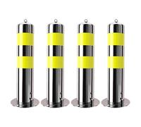 SaryEdge Safety Bollard Post, Removable Bollard with Embedment Sleeve, Barrier Safety Bollard Post, Reflective Parking Security Safety Bollard, for Traffic Control, Driv，Silver(4pcs)