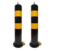 SaryEdge Safety Bollards Parking Bollards Steel Traffic Barrier,Safety Cones,Traffic Delineator Posts Permanent,Adjustable Safety Bollards with Base＆Lock,Construction Si，2 Pack-11.4x75cm/4.49x29.53