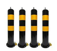 SaryEdge Safety Bollards Parking Bollards Steel Traffic Barrier,Safety Cones,Traffic Delineator Posts Permanent,Adjustable Safety Bollards with Base＆Lock,Construction Si，4 Pack-11.4x55cm/4.49x21.65in