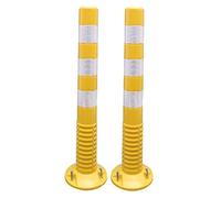 SaryEdge Safety Cones,Flexible Traffic Delineator Posts Caution Cones,76cm Tall Plastic Commercial Parking Safety Barrier with Reflective Band,Night Visual Bollard，Yello，Yellow+white-2 Pack