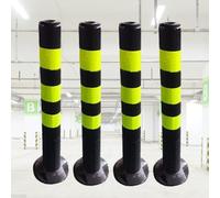SaryEdge Safety Cones,Plastic Safety Bollard Post 4 Pack,Flexible Parking Space Blocker,Driveway Road Garage Lot Warning Barrier Cones,76cm / 30in Height，Black and Yello，Black and Yellow