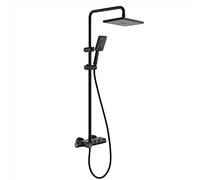 SaryEdge Shower Handheld showerShower System with Shower Head, Thermostatic Shower Set Wall Mounted Shower Combo Set Brass Mixer Shower with Waterfall Tub Spout, 3 Modes Handheld ，Black-A