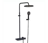 SaryEdge Shower Head Rain Shower System with 9 Inch Shower Head, Black Shower Faucet Set Wall Mounted Shower Combo Set Brass Rain Mixer Shower with Waterfall Tub Spout, 3 Modes Ha，
