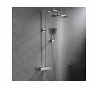 SaryEdge Shower Head Rain Shower System with Shower Head, Shower Faucet Set Wall Mounted Brass Shower Combo Set Double Handle Rain Mixer Shower with Waterfall Tub Spout, 3 Modes H，Chrome-A