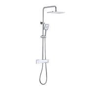 SaryEdge shower head Rain Shower System with Shower Head, Thermostatic Shower Faucet Set Wall Mounted Shower Combo Set Brass Rain Mixer Shower with Waterfall Tub Spout, 3 Modes Ha，Chrome-A