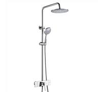 SaryEdge Shower Mixer Rain Shower System with 9 Inch Shower Head, Shower Faucet Set Wall Mounted Brass Shower Combo Set Single Handle Rain Mixer Shower with Waterfall Tub Spout, 3，Chrome-A