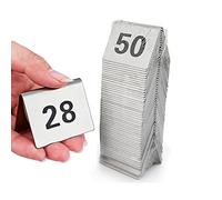 SaryEdge Table Numbers Stainless Steel, 1-25/50/100 Double Side Table Number Cards, Restaurant Seating Metal Stackable Table Numbers, Wedding Anniversary Event,One Color-1 to 50