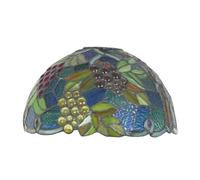 SaryEdge Tiffany Lamp Shade Replacement 12X7 Stained Glass Grape Lampshades Vintage Flower Green Leaf Glass Beads Light Cover Only 1-5/8-Inch Fitter Opening for Arched Floor Lamp Torch，Blue