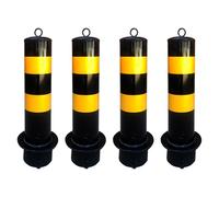 SaryEdge Traffic Safety Bollard with Reflective Tape, Construction Heavy-Duty Bollard Post, Road Safety Steel Bollards for Traffic-Sensitive Area ，4Pcs，4Pcs