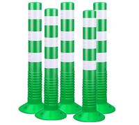 SaryEdge Traffic Safety Bollards with Reflective Bands - Durable Plastic Parking Barriers for Driveway and Road Delineation,Green-5pcs,Green-5pcs