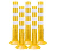 SaryEdge Traffic Safety Bollards with Reflective Bands - Durable Plastic Parking Barriers for Driveway and Road Delineation,Yellow-5pcs,Yellow-5pcs