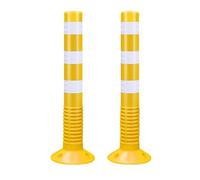 SaryEdge Traffic Safety Bollards with Reflective Bands - Durable Plastic Parking Barriers for Driveway and Road Delineation,Yellow-2pcs,Yellow-2pcs