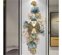 SaryEdge Wall Clock Art Simple Wall Clock 3D Metal Wall Clocks, Ginkgo Leaf Design Large Living Room Wall Watches Silent Non Ticking Modern Quartz Clock,40 * 90Cm Wall Decor Clock-A,A-41 * 99cm